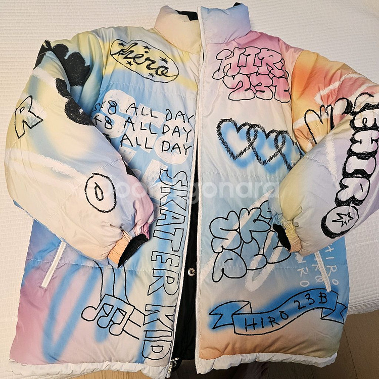 히로 드로잉 양면 패딩 블랙 160--1