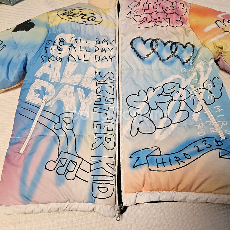 히로 드로잉 양면 패딩 블랙 160--3