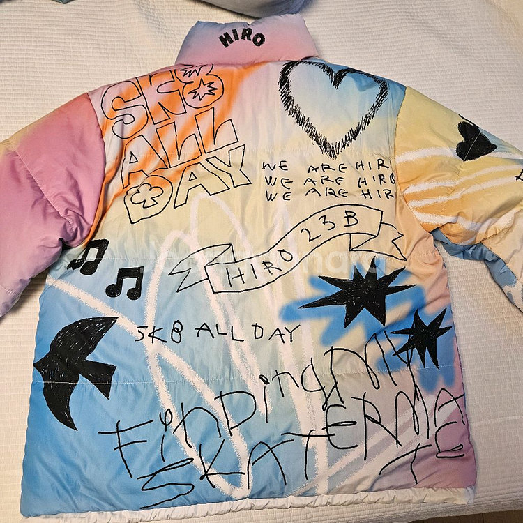 히로 드로잉 양면 패딩 블랙 160--4