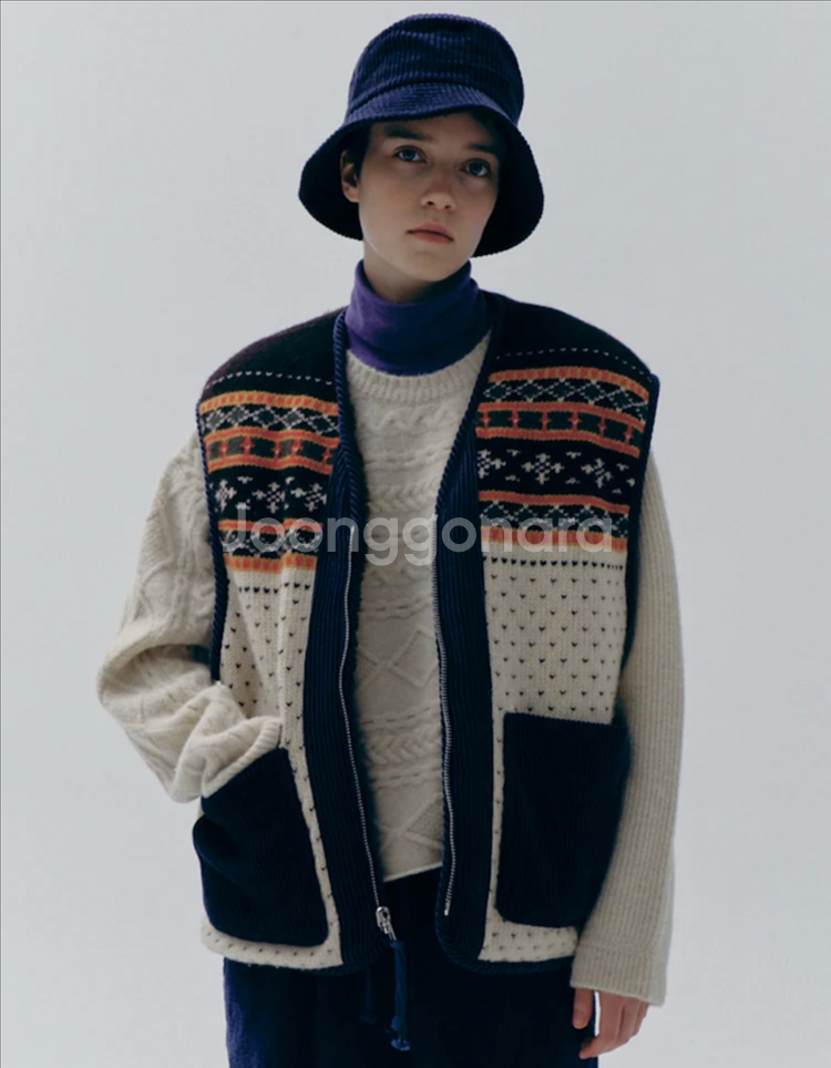 비이커 니트 리버시블 에코 퍼 베스트--0