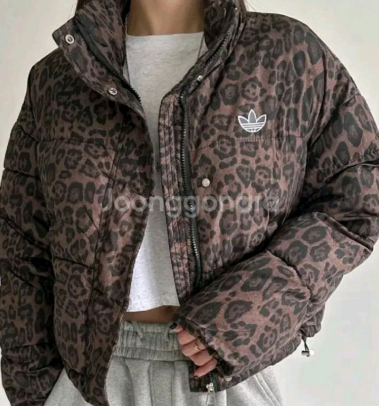 아디다스 레오파드 패턴 패딩 점퍼--0
