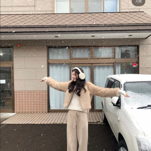 르플레인 캐시미어 니트 팬츠 베이지 롱