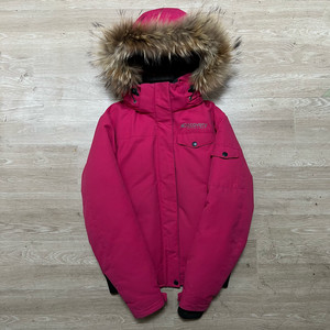 디스커버리 여성 구스다운 라쿤퍼 후드 숏패딩 점퍼 [핑크] S/90