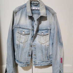 오프화이트 플라워 자수 데님 재킷