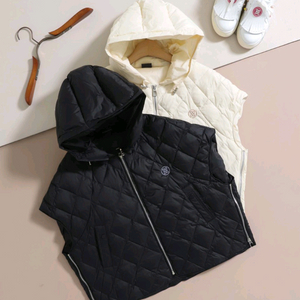 지포어 여성 골프 다이아 누빔 후드 패딩 조끼