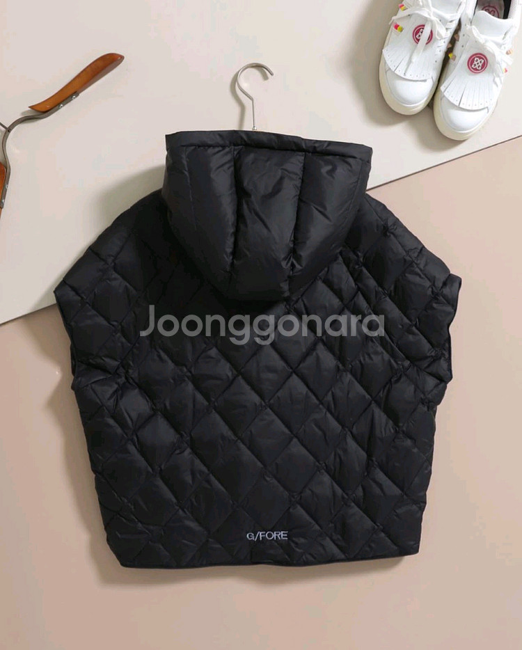 지포어 여성 골프 다이아 누빔 후드 패딩 조끼--7