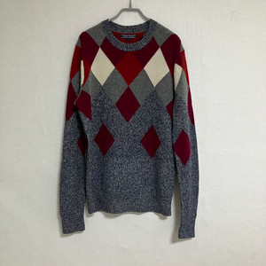 타미힐피거 아가일 라운드넥 니트 스웨터 (M)