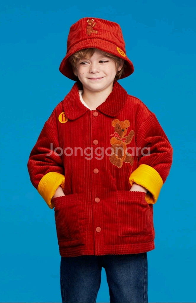 (새상품)베베드피노 테디 패딩 코듀로이 자켓 120, 모자 일괄--0