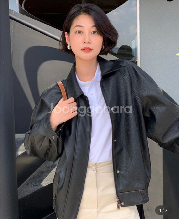 모한 가죽 블루종 S--0