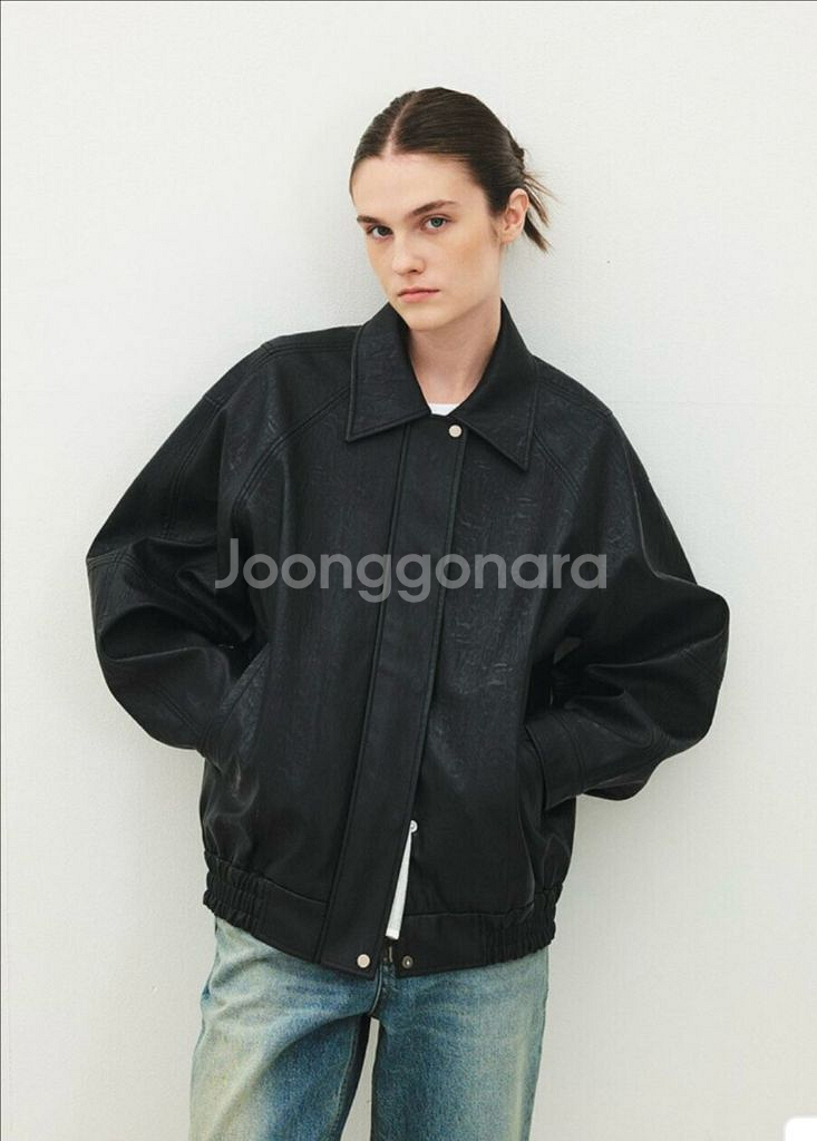 모한 가죽 블루종 S--1