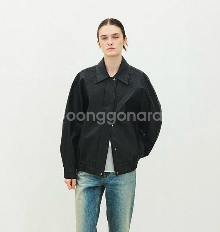 모한 가죽 블루종 S--2