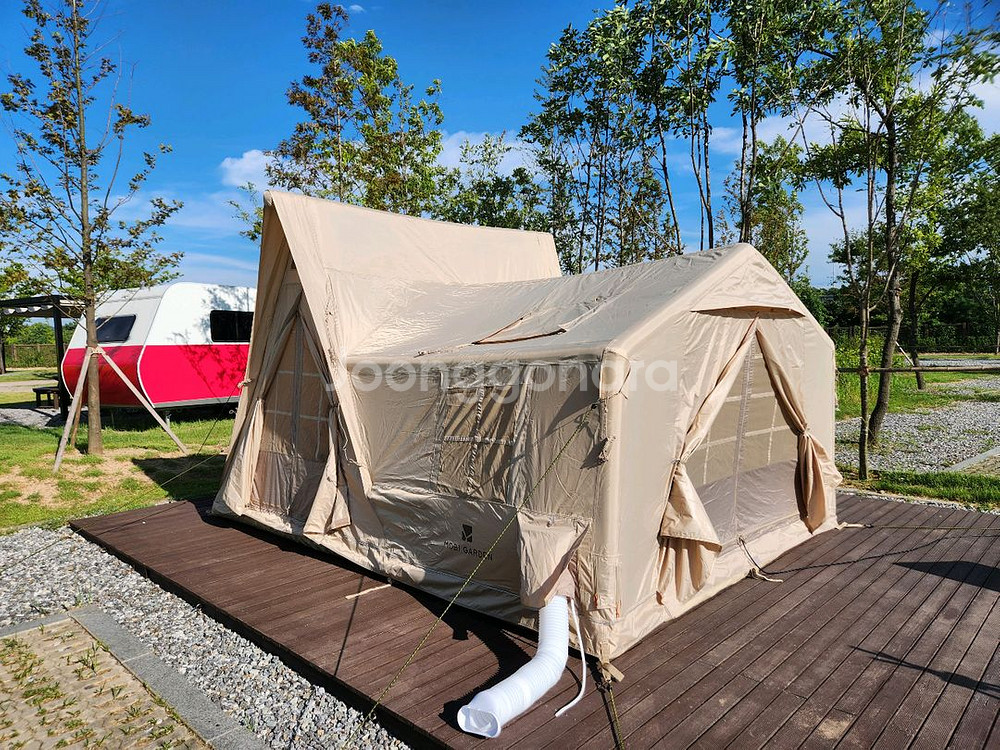 모비가든 클라우드 빌라 12.6 에어텐트+에어매트+그라운드시트+러그+에어펌프+어댑터+무선 써큘레이터--2