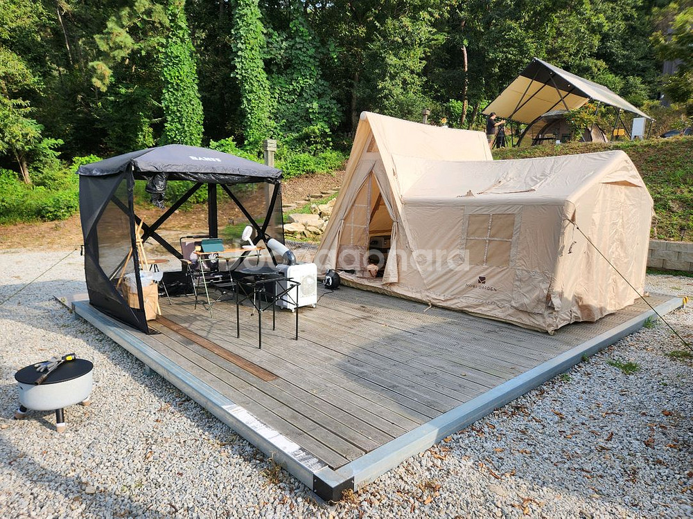 모비가든 클라우드 빌라 12.6 에어텐트+에어매트+그라운드시트+러그+에어펌프+어댑터+무선 써큘레이터--0