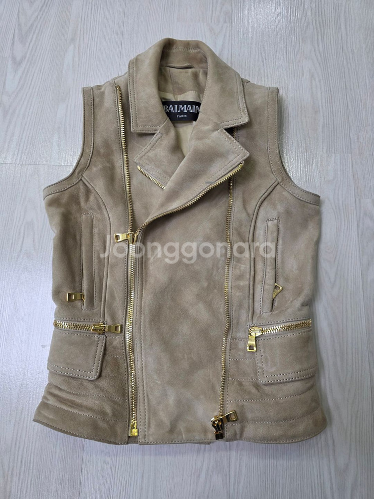 BALMAIN 발망 천연 양가죽 무스탕 조끼 36사이즈--2
