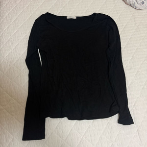 블랙업 U넥 골지긴팔티 블랙