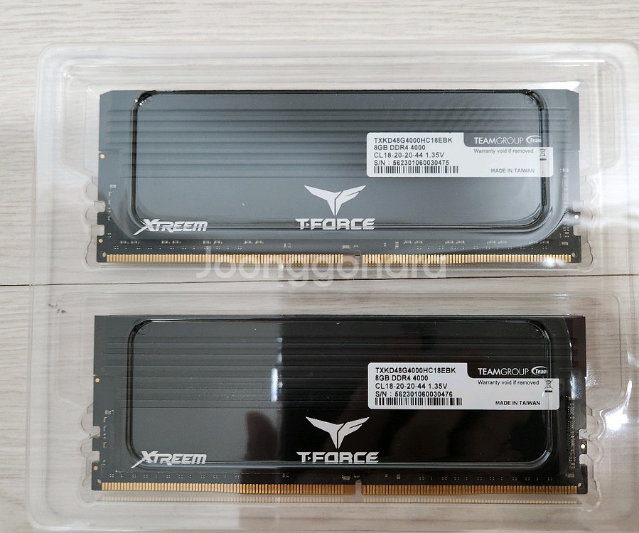 T-force Xtreem 8GB x 2 DDR4 4000MHz 오버클럭램--1