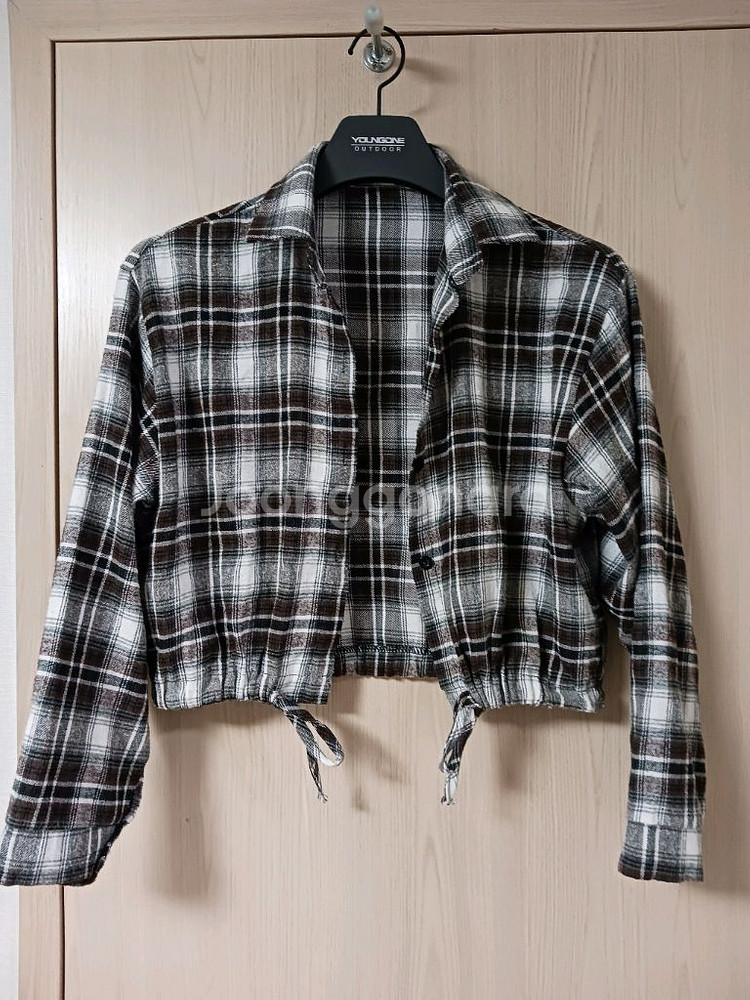 체크 크롭 남방 55~66--0