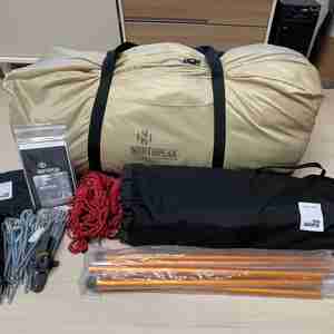 노스피크 퍼시픽오션 EX 샌드 색상 텐트 그리운드시트[방수포] + 프론트월 + 전용폴대) 상태 좋은 제품 팔아요@