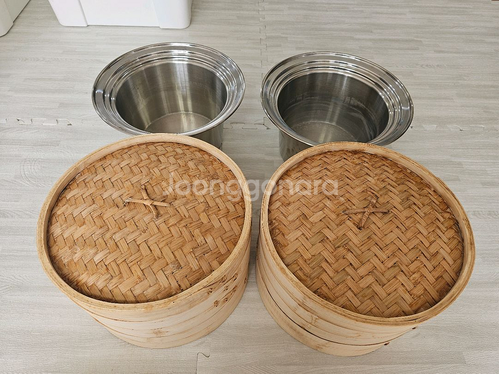 프리미엄 대나무 찜기 2단 , 스텐 물솥 세트--1