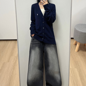 폴로 랄프로렌 화이트 포니 네이비 니트 가디건