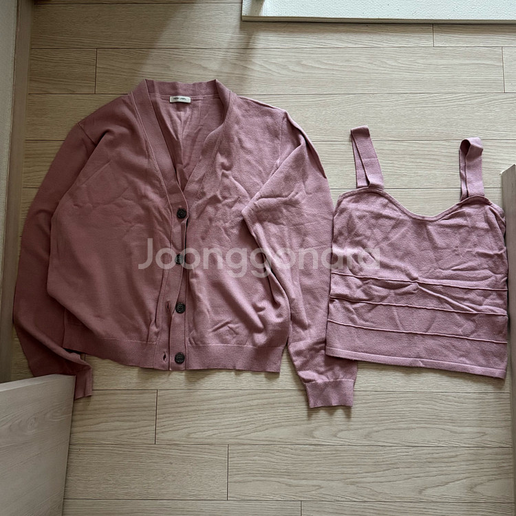 프레시라벨 핑크 가디건세트 (나시포함)--0
