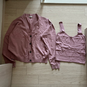 프레시라벨 핑크 가디건세트 (나시포함)