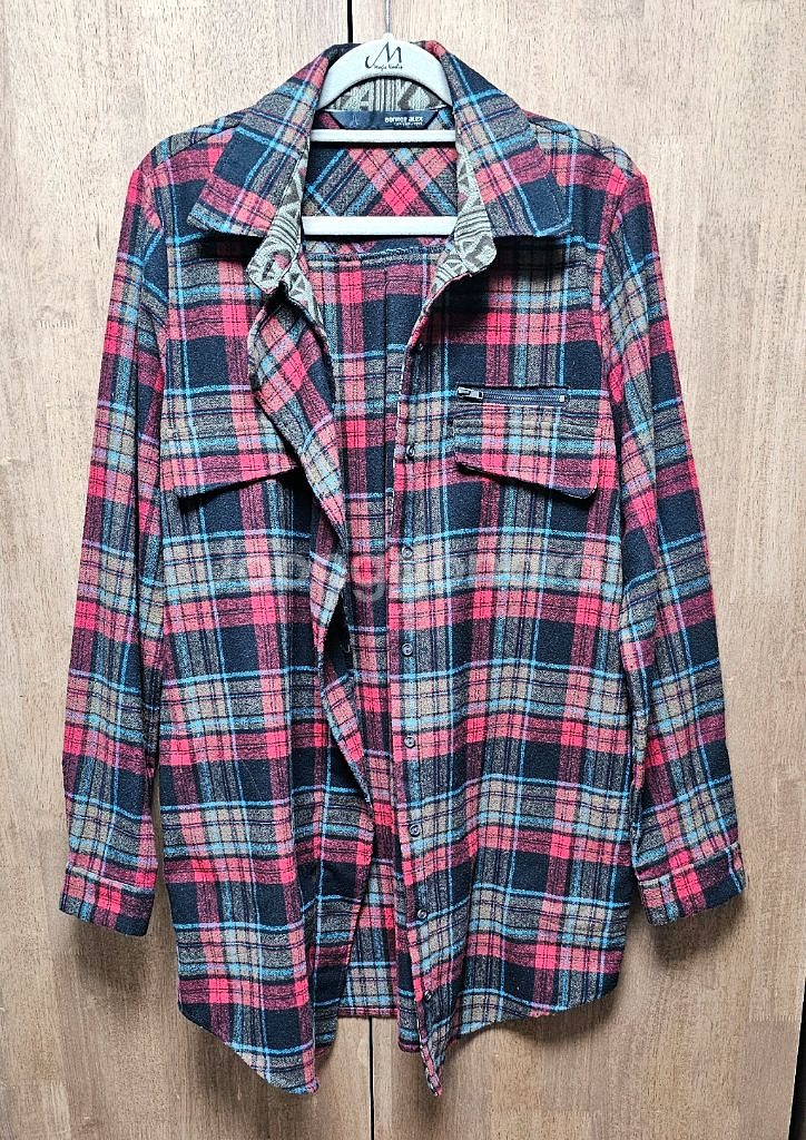 (여성용) 남방/셔츠/오버핏 체크 아우터 / 체크 자켓--0