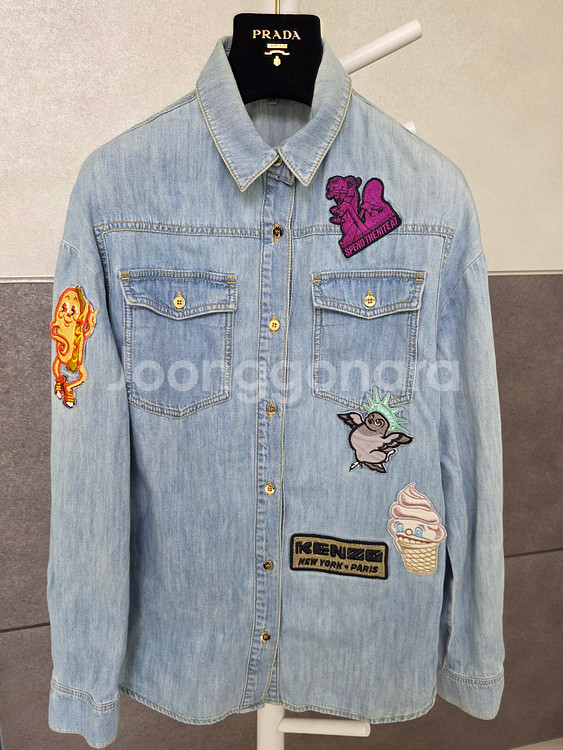 겐조 자수 패치 데님 셔츠 34사이즈--0