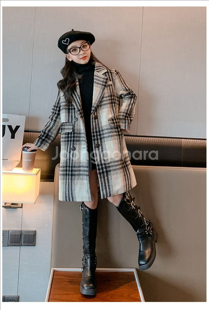 키작녀 체크 코트--1