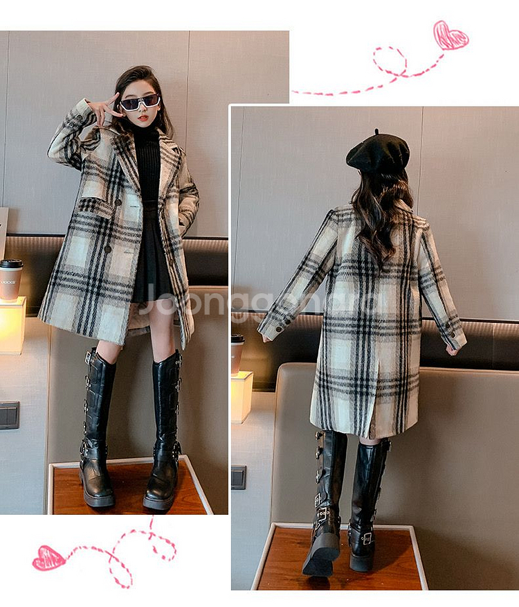 키작녀 체크 코트--4