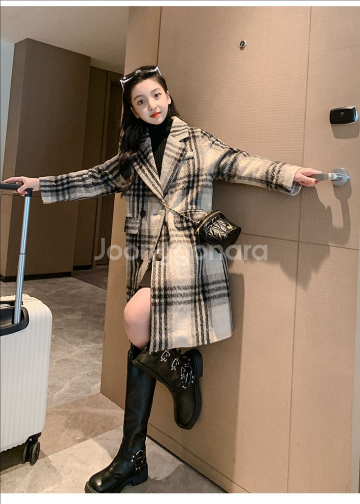 키작녀 체크 코트--2