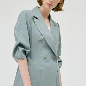 한섬 타임 TIME 린넨 블렌드 하프 자켓