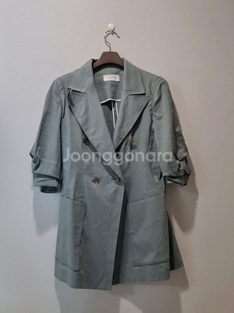 한섬 타임 TIME 린넨 블렌드 하프 자켓--1