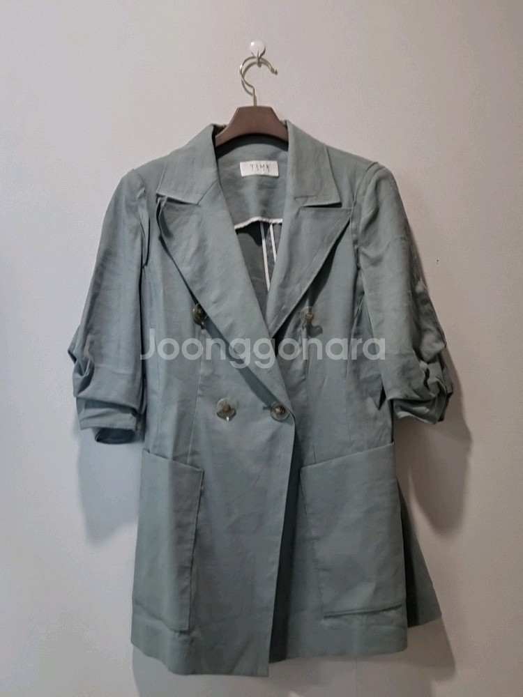 한섬 타임 TIME 린넨 블렌드 하프 자켓--3