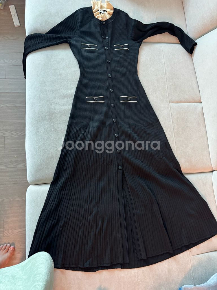 산드로 블랙 니트 롱원피스--0