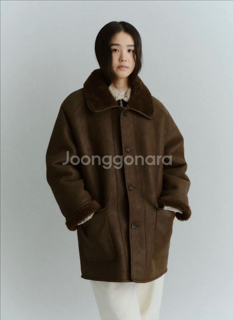 호와스 허그 리버시블 무스탕 초코 브라운 판매--0