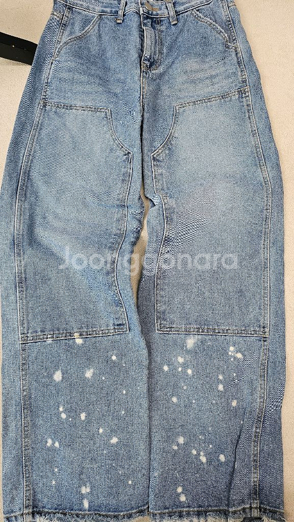 슬로우가먼츠 페인팅 청바지 와이드 데님팬츠--5