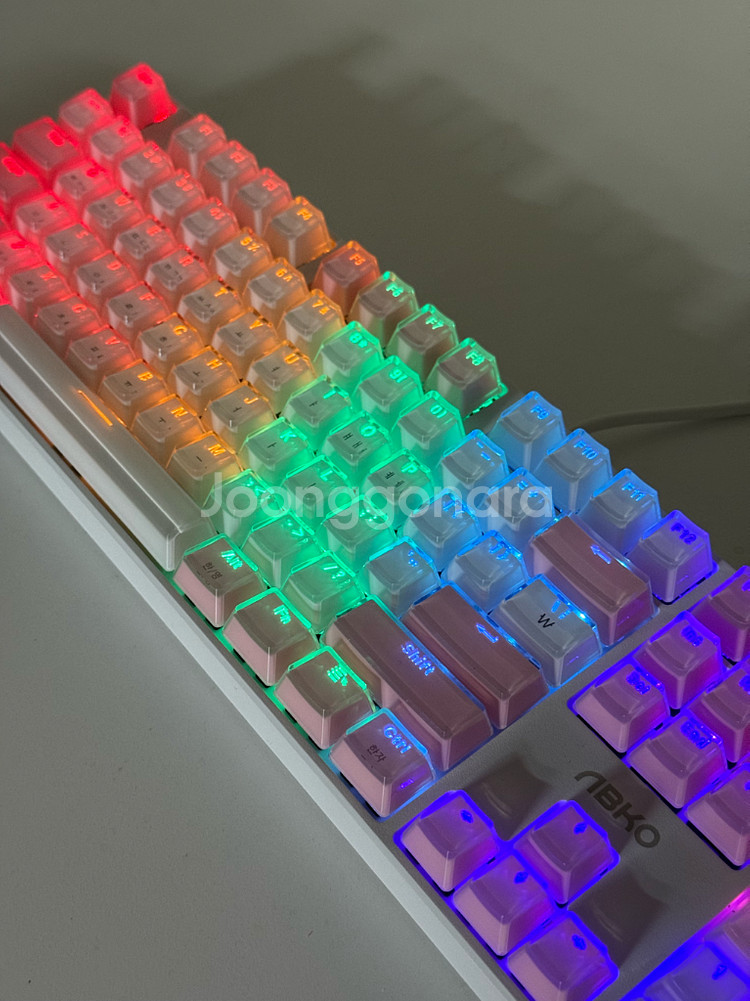 앱코해커 AN05 아이스큐브 화이트 핑크 기계식 키보드 마우스 헤드셋 스피커 사운드바--1