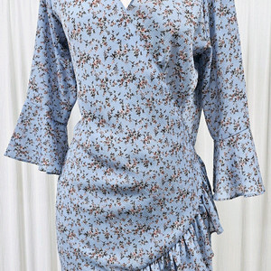 PLASTIC랩 프릴원피스 플라워 쉬폰원피스