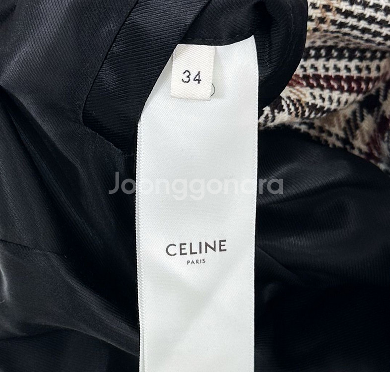 [34] CELINE 셀린느 여성 프린스 오브 케일 체크 울 트렌치 코트--5