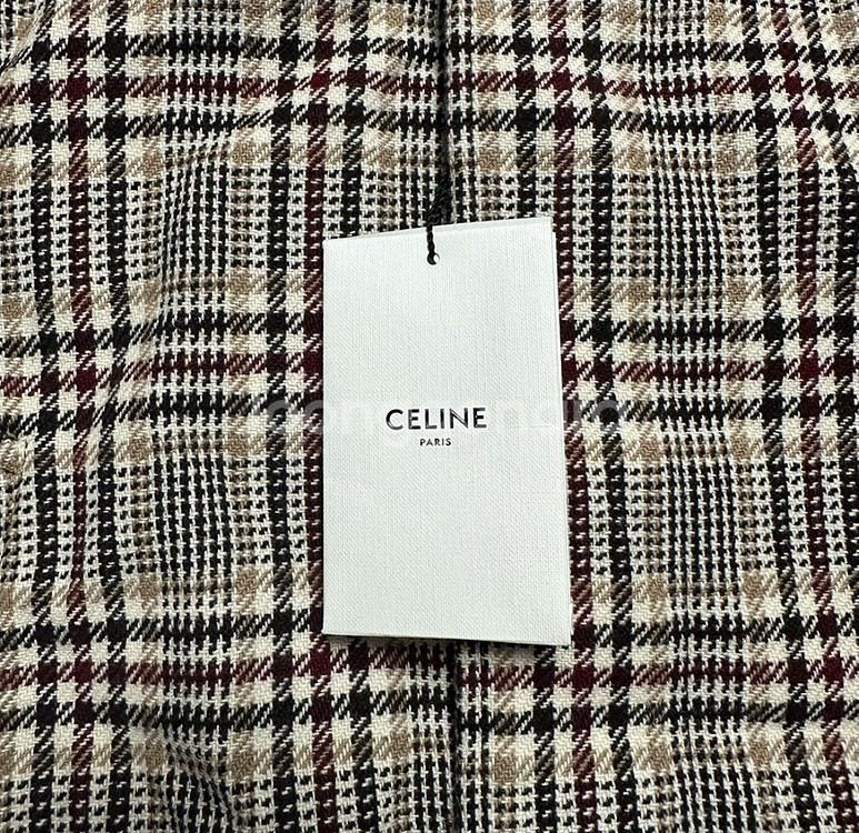 [34] CELINE 셀린느 여성 프린스 오브 케일 체크 울 트렌치 코트--7