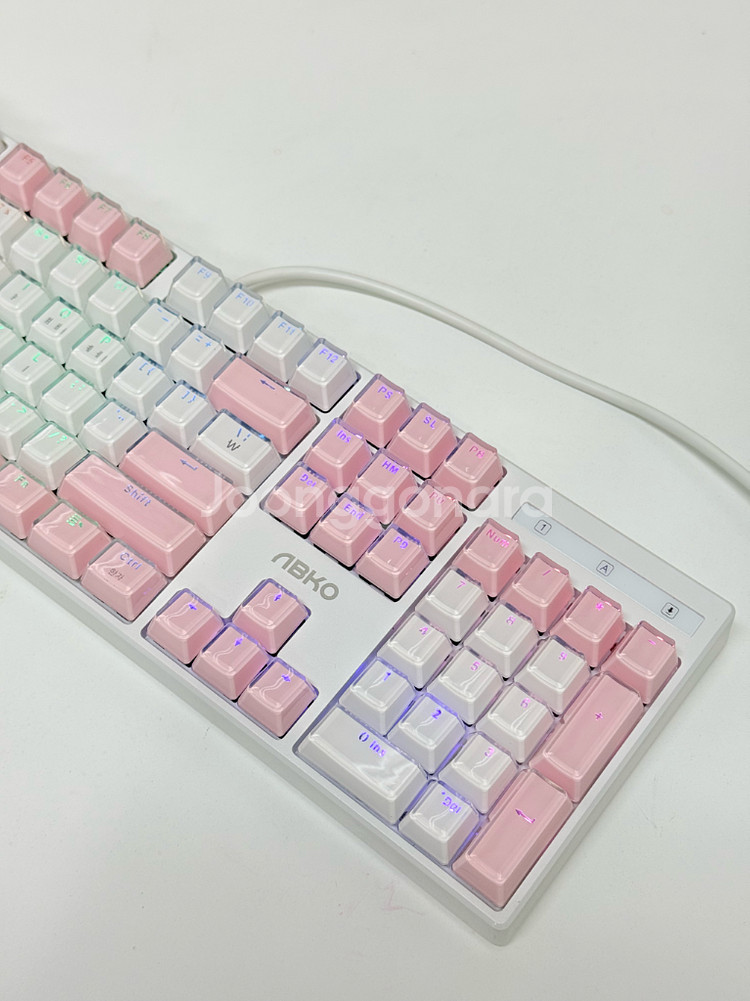 앱코해커 AN05 아이스큐브 화이트 핑크 기계식 키보드 마우스 헤드셋 스피커 사운드바--5
