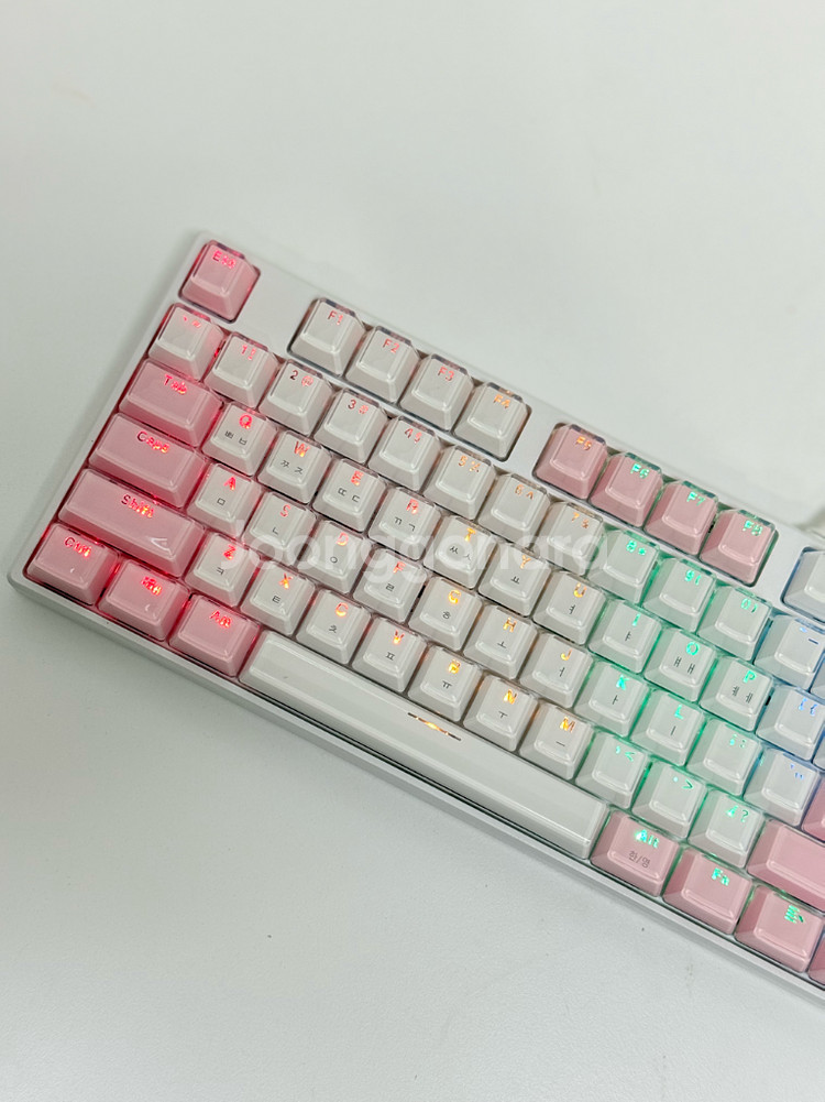 앱코해커 AN05 아이스큐브 화이트 핑크 기계식 키보드 마우스 헤드셋 스피커 사운드바--6