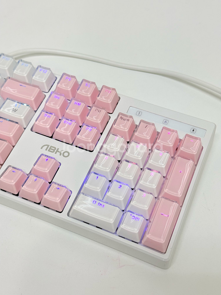 앱코해커 AN05 아이스큐브 화이트 핑크 기계식 키보드 마우스 헤드셋 스피커 사운드바--3