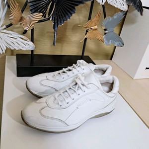 (36) PRADA 프라다 화이트 가죽 스니커즈