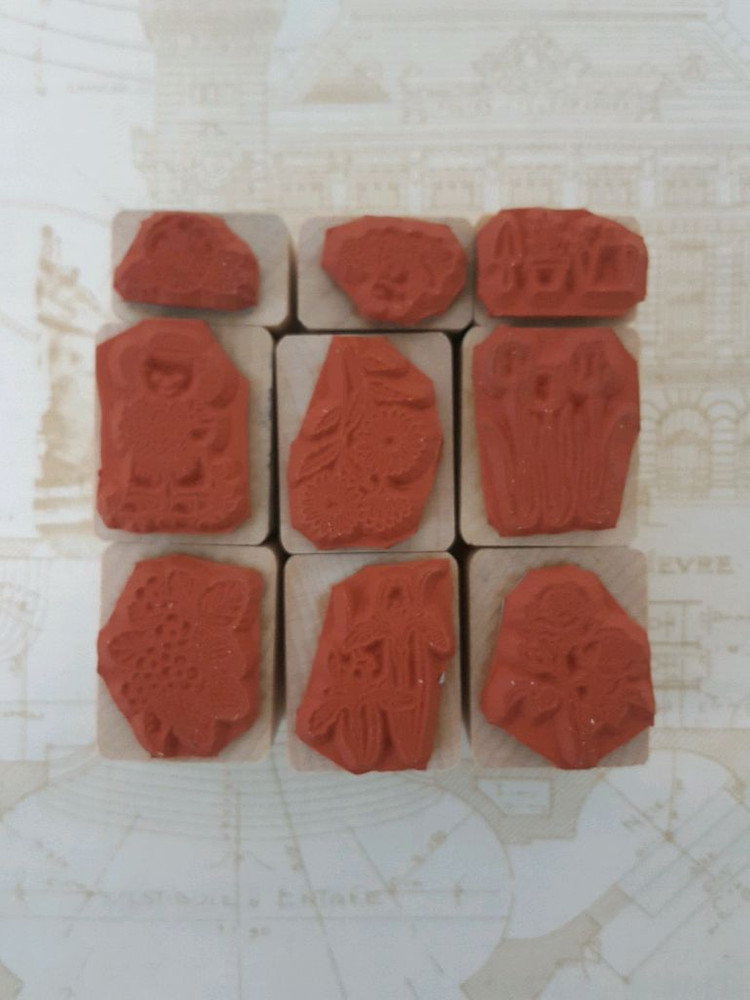 미국 히어로아츠 빈티지 스탬프 다꾸 식물 테디베어 꽃 이미지