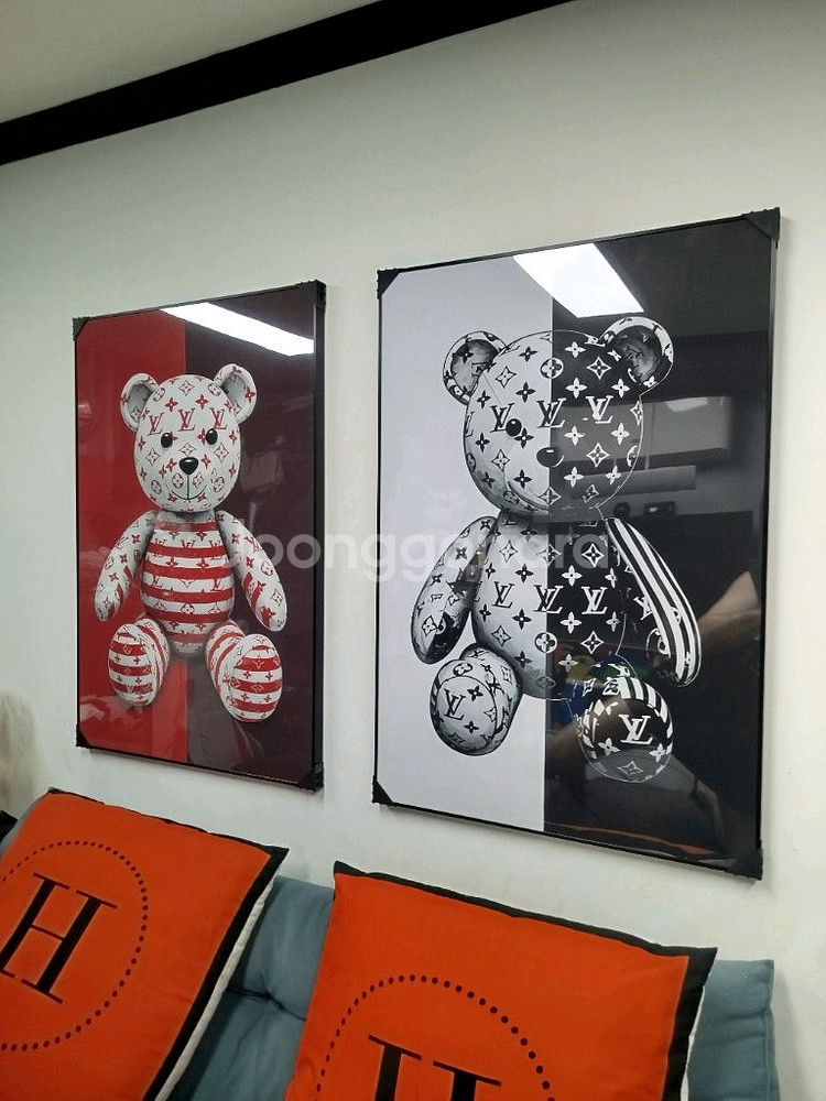 루이비통 베어브릭 피규어 카우스 대형 그림 액자 명품그림 명품액자 인테리어소품 인테리어액자 곰그림--3