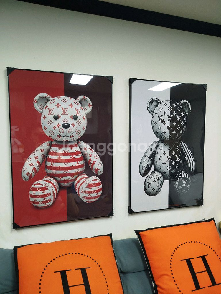루이비통 베어브릭 피규어 카우스 대형 그림 액자 명품그림 명품액자 인테리어소품 인테리어액자 곰그림--4