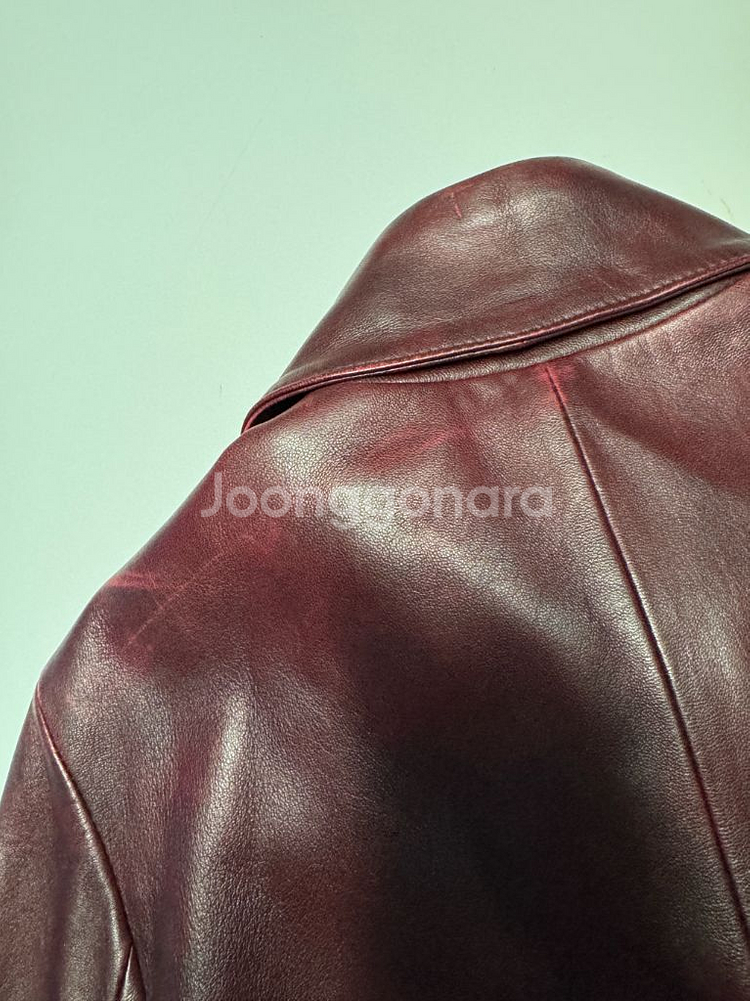 여성 빈티지 버건디 락시크 리얼 양가죽 자켓 44--4