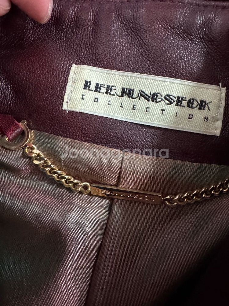 여성 빈티지 버건디 락시크 리얼 양가죽 자켓 44--2